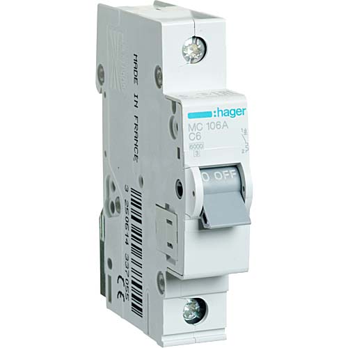 Автомат Hager C6А / 1 пол / MC106A - фото 1