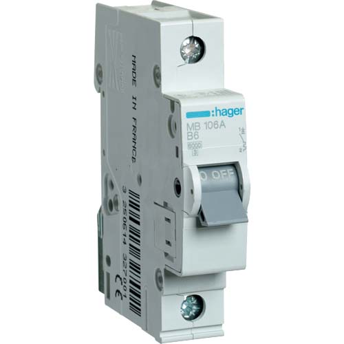 Автомат Hager B6А / 1 пол / MB106A - фото 1