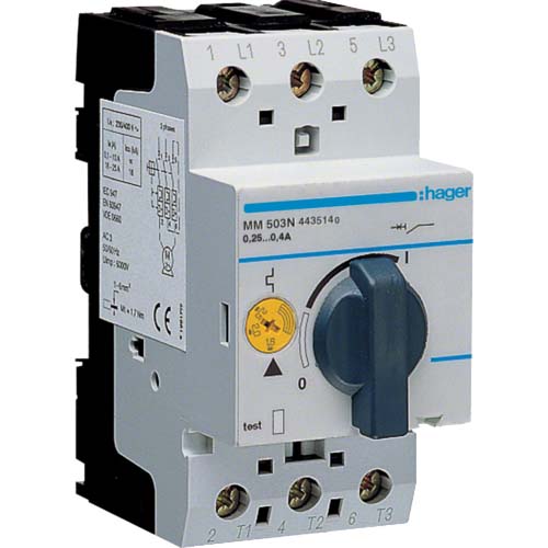 Автомат защиты двигателя Hager 0,25-0,4A / MM503N - фото 1