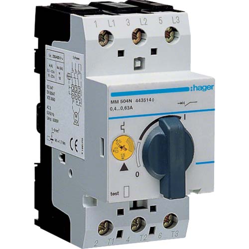 Автомат защиты двигателя Hager 0,4-0,63A / MM504N - фото 1