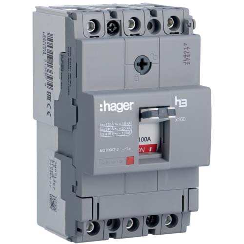 Автомат Hager 100А / 3 пол / X160 / 18kA / HDA100L - фото 1