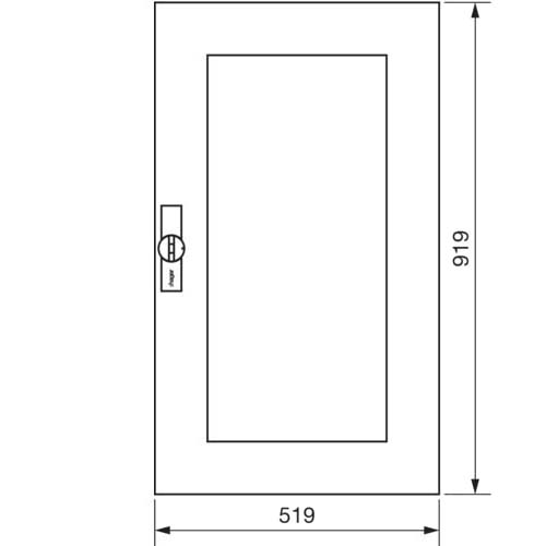 Дверь с ручкой для щита Hager FWU6..и FWB6.. / прозрачная / 2 секции / стержневой замок / 950х550(ВхШ) /FZ110N - фото 2