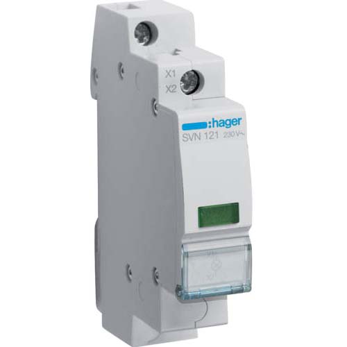 Световой индикатор Hager / зеленая LED-лампа / 230V AC / 1 мод / SVN121 - фото 1