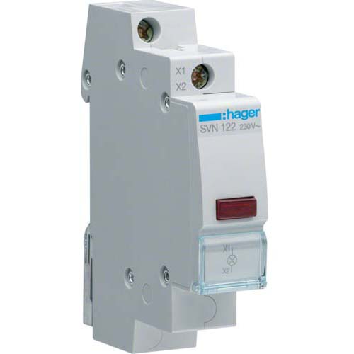Световой индикатор Hager / красная LED-лампа / 230V AC / 1 мод / SVN122 - фото 1