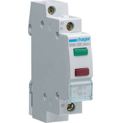 Световой индикатор двойной Hager / зеленая и красная LED-лампа / 230V AC / 1 мод / SVN126
