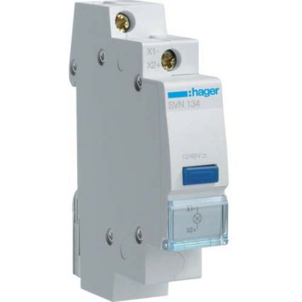 Световой индикатор Hager / синяя LED-лампа / 12V и 48V DC / 1 мод / SVN134