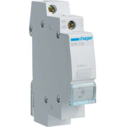 Световой индикатор Hager / прозрачная LED-лампа / 12V и 48V DC / 1 мод / SVN135