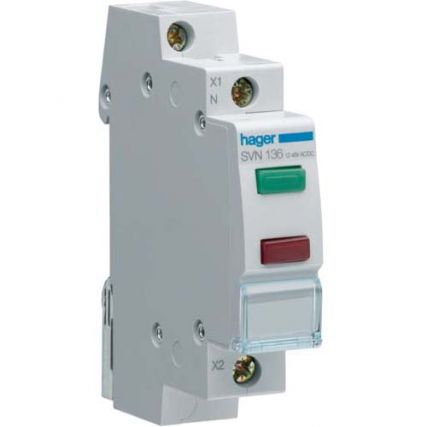 Световой индикатор двойной Hager / зеленая и красная LED-лампа / 12V и 48V DC / 1 мод / SVN136