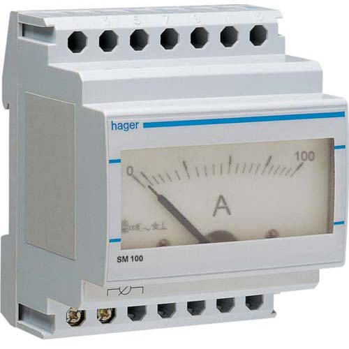 Амперметр  аналоговый / 0 - 100A / трансформаторного включения / Hager / SM100 - фото 1