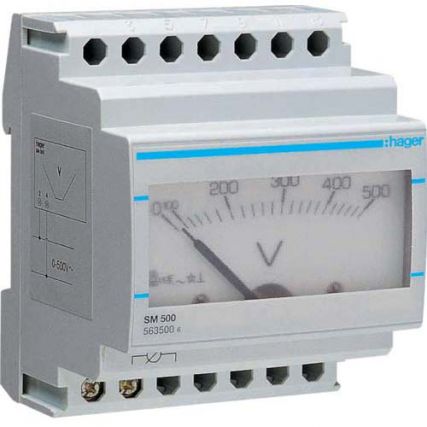 Вольтметр аналоговый / 0 - 500V / прямого включения / Hager / SM500