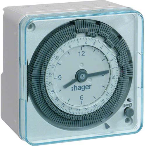 Таймер аналоговый / суточный / без запаса хода / 16A / 250V AC / шаг 10 мин / 1 перекл контакт / Hager / EH710 - фото 1