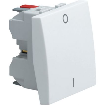 Выключатель одноклавишный (2-х полюсный ) / 45х45 / 2НО / 10A / 250V AC / белый / Systo Hager / WS008